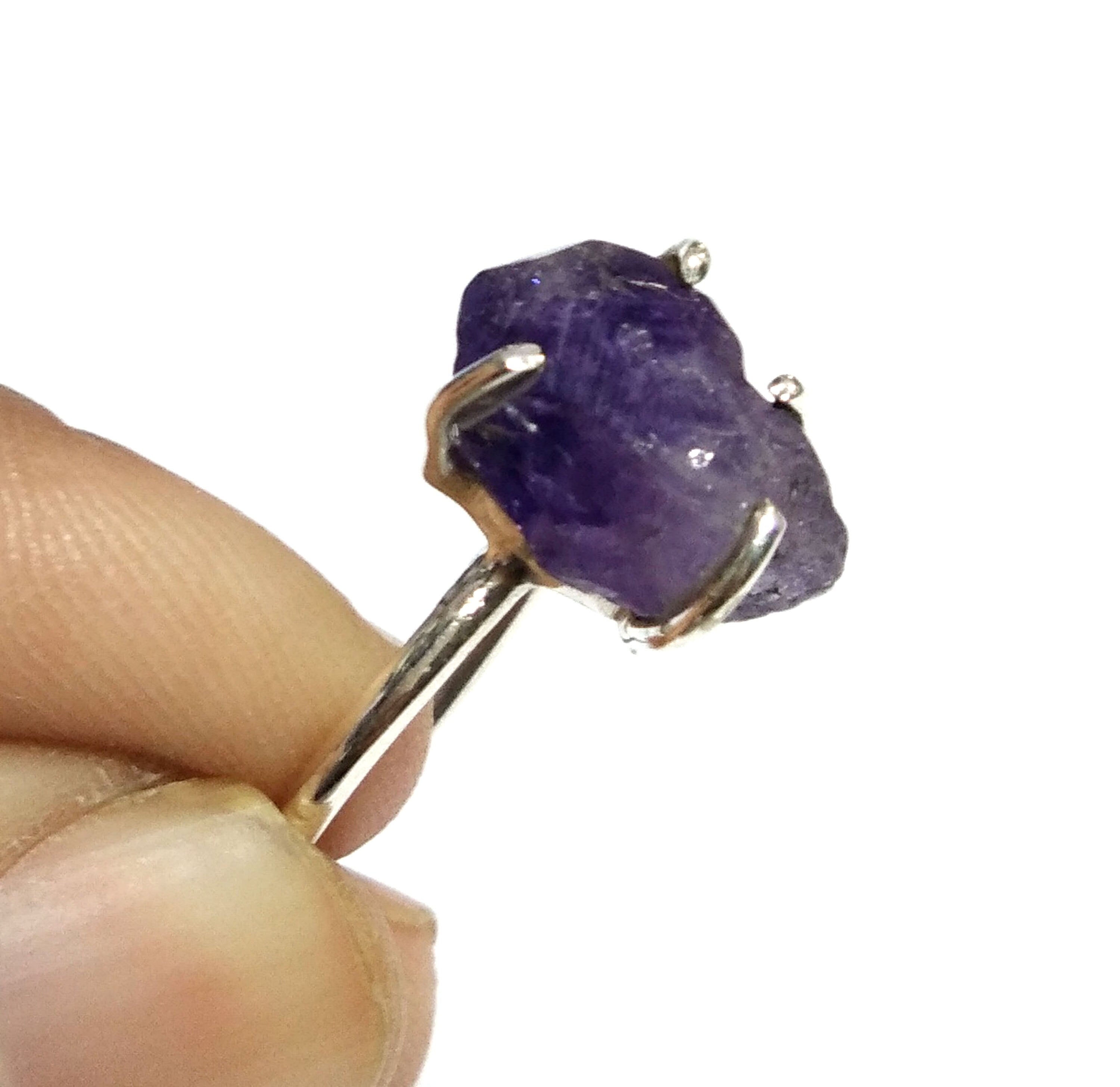 925 Silver Ring, Amethyst Ring, Rough Gemstone Ring, Handmade Ring, Amethyst Stone Size 14x6 mm Crystal Ring, Gift Minimalist Ring